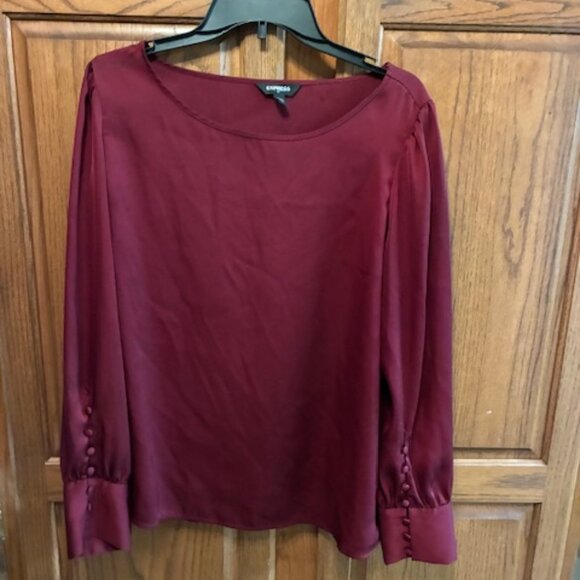 Express Women's long sleeved  Burgundy Blouse Size L - Picture 1 of 5